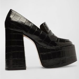 Schutz Viola Croco Platform Penny Loafers